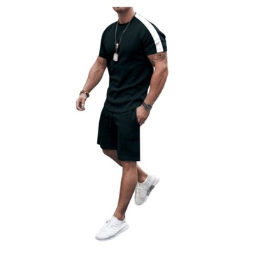 Męskie krótkie zestawy Fitness, luźny dres, swobodna koszulka z okrągłym dekoltem, 4XL
