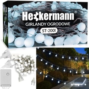 GIRLANDA ZEWNĘTRZNA OZDOBA LAMPKI OGRODOWE WODOODPORNE 100LED 20m IP44