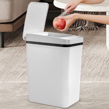 Умная мусорная корзина для ванной комнаты, 15 л, бесконтактная мусорная корзина для кухни, ванной комнаты, белого цвета