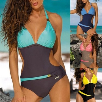 Damski jednoczęściowy strój kąpielowy seksowne wycięcie bikini stroje kąpielowe Push Up Beach, XL