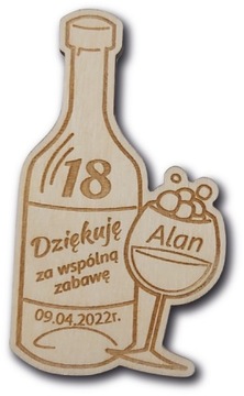 Podziękowane dla gości 18 urodziny butelka grawer