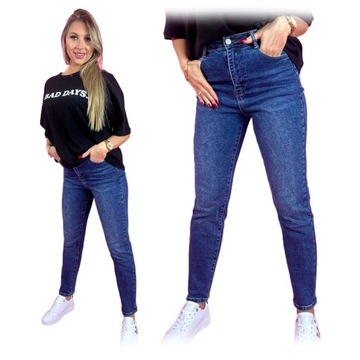 Damskie spodnie jeansowe klasyczne REGULAR FIT LAULIA T251 niebieskie L