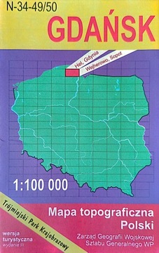 Gdańsk mapa 2002 rok N-34-49-50 Wojskowe Zakłady stara pamiątka