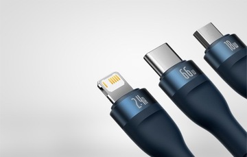 КАБЕЛЬ BASEUS FLASH SERIES II 3 В 1 USB C/MICRO-USB/IPHONE LIGHTNING 66 Вт 1,2 М