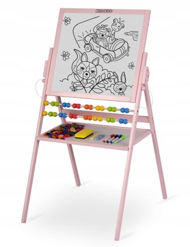 ДЕРЕВЯННАЯ ДВУХСТОРОННЯЯ ПОВОРОТНАЯ ДОСКА 2В1 МАГНИТНЫЙ МЕЛ + АКСЕССУАРЫ