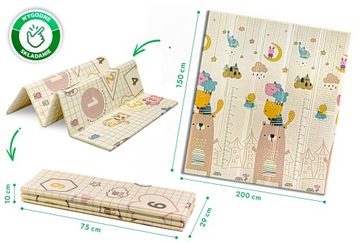 MATA PIANKOWA EDUKACYJNA SKŁADANA DLA DZIECI MISIE CYFERKI 150x200