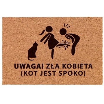 Wycieraczka pod drzwi ZŁA KOBIETA KOT JEST SPOKO