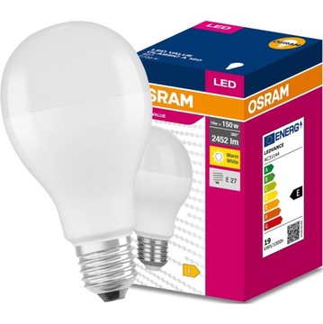 ŻARÓWKA LED E27 19W = 150W 2700K CIEPŁA BIAŁA 2452LM MOCNA A60 OSRAM