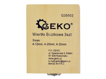 НАБОР СВЕРЛ С КОНУСОМ GEKO HSS TIN 3EL G38502