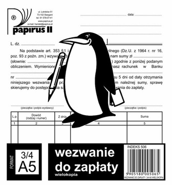 PAPIRUS II DRUK WEZWANIE DO ZAPŁATY 3/4 A5