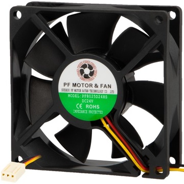 WENTYLATOR CHŁODZENIE WIATRAK ŚLIZGOWE CICHY 80X80x25mm 3200rpm 3PIN 24V