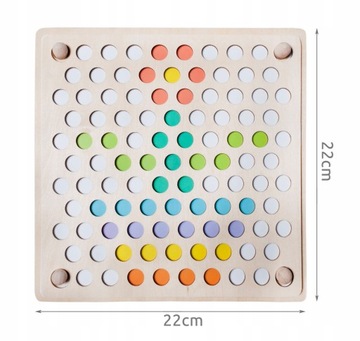 UKŁADANKA DREWNIANA MOZAIKA KOLOROWE KULKI SZCZYPCE PREZENT DLA 4 5 6 LATKA