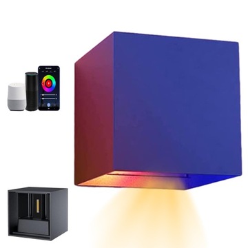 KINKIET LED INTELIGENTNY WIFI ZMIANA KOLORU RGB APLIKACJA KONTROLA GŁOSU 9W