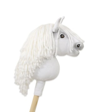 Hobby Horse Маленький кінь на палиці Преміум білий з біла гривою A5