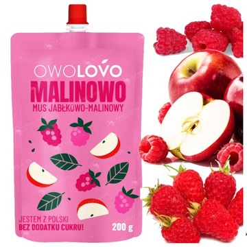 OWOLOVO FRUIT MOUSE без сахара малина-яблоко МАЛИНА 200г х12 2,4КГ