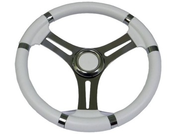 KIEROWNICA 350 MM OBRĘCZ BIAŁE PVC, RAMIONA NIERDZ