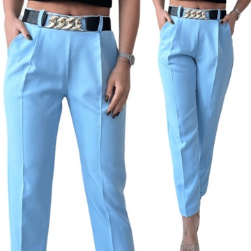 SPODNIE DAMSKIE ELEGANCKIE CYGARETKI KOBIECE MODNE 48/50 4XL/5XL BABY BLUE
