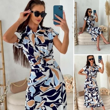 Bluzka Koszulowa Biała Z Granatem 0864 LALOUS roz.S