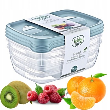 KOMPLET 3 POJEMNIKÓW NA ŻYWNOŚĆ Z POKRYWĄ 0,3L ZESTAW TRZECH BPA FREE KOLOR