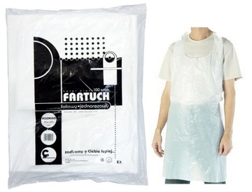 FARTUCH JEDNORAZOWY Z FOLII 80 X 125 BIAŁY 100 szt