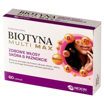 Biotyna MULTI MAX zdrowe włosy skóra paznokcie 60 tabl.