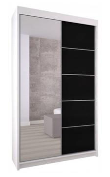 Szafa przesuwna M szer. 150 cm Biały/czarny mat
