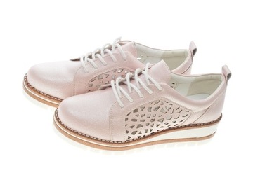 Buty ażurowe na platformie A19-7082 Pink r.39