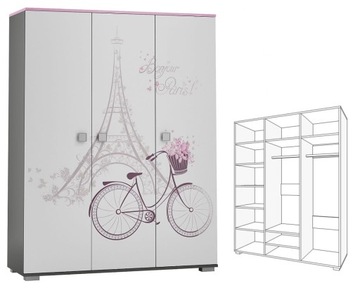 duża szafa do pokoju dziecka PARIS Y44 szafa młodzieżowa 145x53 w.190
