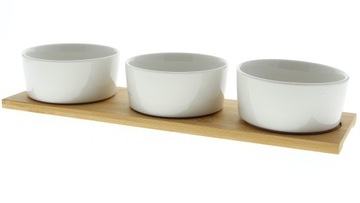 PORCELANOWE POJEMNIKI KUCHENNE NA BAMBUSOWEJ DESCE