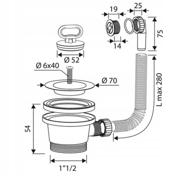 ХРОМИРОВАННЫЙ ФИЛЬТ ДЛЯ МОЙКИ С ПЕРЕЛИВОМ, КРУГЛЫЙ 1С70ЧПо