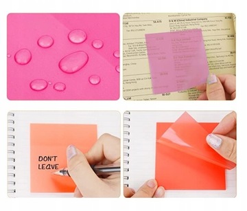 800 szt. karteczki transparentne, samoprzylepne, 4 szt. zakładki