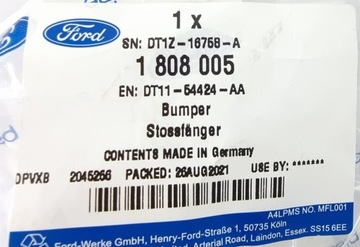 КРЕПЛЕНИЕ БАМПЕРА КАПОТА TRANSIT/TOURNEO CONNECT 13-_ 1808005 _ DT11-54424-AA