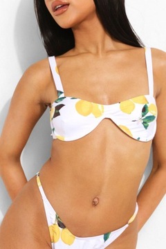 BOOHOO 59T BIAŁY STANIK OG BIKINI GÓRA CYTRYNY 42