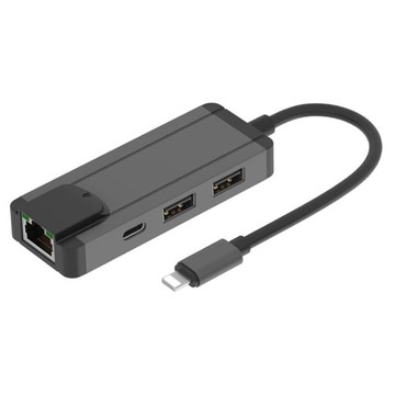 HUB Lightning 2x USB 2.0 и Ethernet RJ45 + блок питания