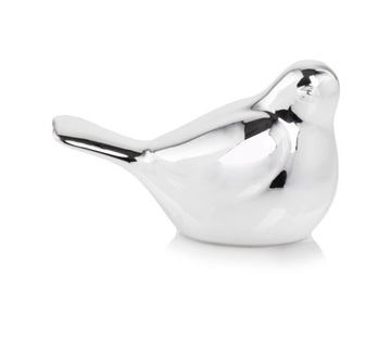 PTAK PTASZEK CERAMICZNY SREBRNY OZDOBA WIOSNA 7 X 4,5 CM