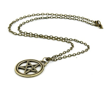 Naszyjnik Pentagram łańcuszek amulet antyczny