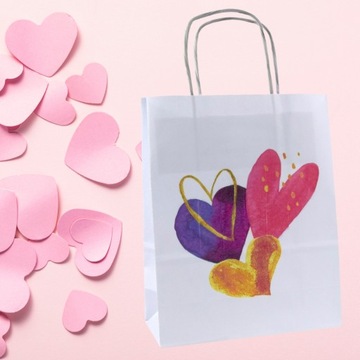 Torba papierowa 18x8x22cm na WALENTYNKI mała z nadrukiem torebka prezentowa