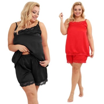 Piżama satynowa z koronką plus size Rozmiar 48, 50, 52, 54 kolory