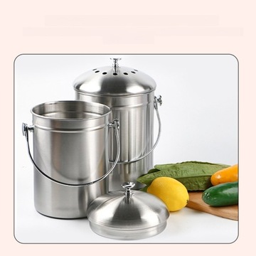 ВЕДРО ДЛЯ КОМПОСТА ИЗ НЕРЖАВЕЮЩЕЙ СТАЛИ, МУСОРНОЕ ВЕДРО ДЛЯ АВТОМОБИЛЯ С СЕРЕБРЯНОЙ КРЫШКОЙ