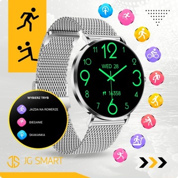 SMARTWATCH ZEGAREK DAMSKI MENU PL ROZMOWY CIŚNIENIE SMART WATCH SREBRNY