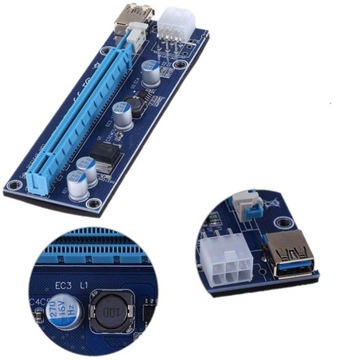 Riser rev 009S USB 3.0 PCI-E 1x-16x 6PIN SATA