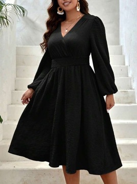 SHEIN VCAY Plus Sukienka z rękawami typu lampion i dekoltem w szpic L/XL