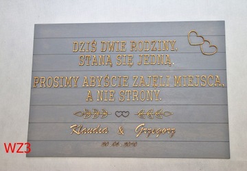 Rustykalna Tablica Powitalna Dziś dwie rodziny 4wz