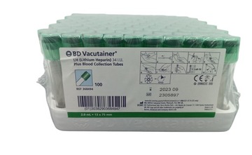 Probówka Okrągłodenna 2 ml Osocze Heparyna Litowa BD Vacutainer 100 szt
