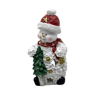 Освещенные фигурки снеговика, праздничные украшения в рождественском стиле, красный цвет