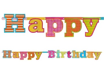 Girlanda urodzinowa HAPPY BIRTHDAY holograf napis