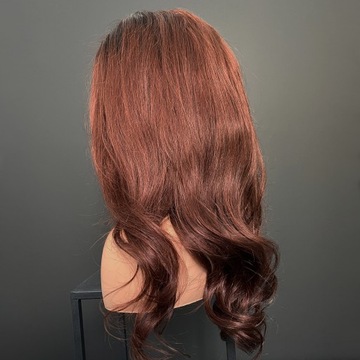 Парик натуральные европейские волосы человеческие красные корни натуральный FLF 55 см