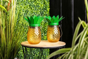 СОЛНЕЧНАЯ ЛАМПА САДОВАЯ БАНКА АНАНАС СТЕКЛЯННАЯ LED