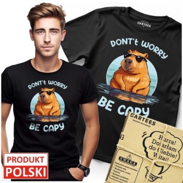 МУЖСКАЯ ФУТБОЛКА DON'T WORRY BE CAPY CAPYBARA ФУТБОЛКА CAPYBARA CAPY С ПРИНТОМ