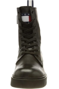 Buty TOMMY JEANS damskie czarne skórzane botki wiązane r. 42